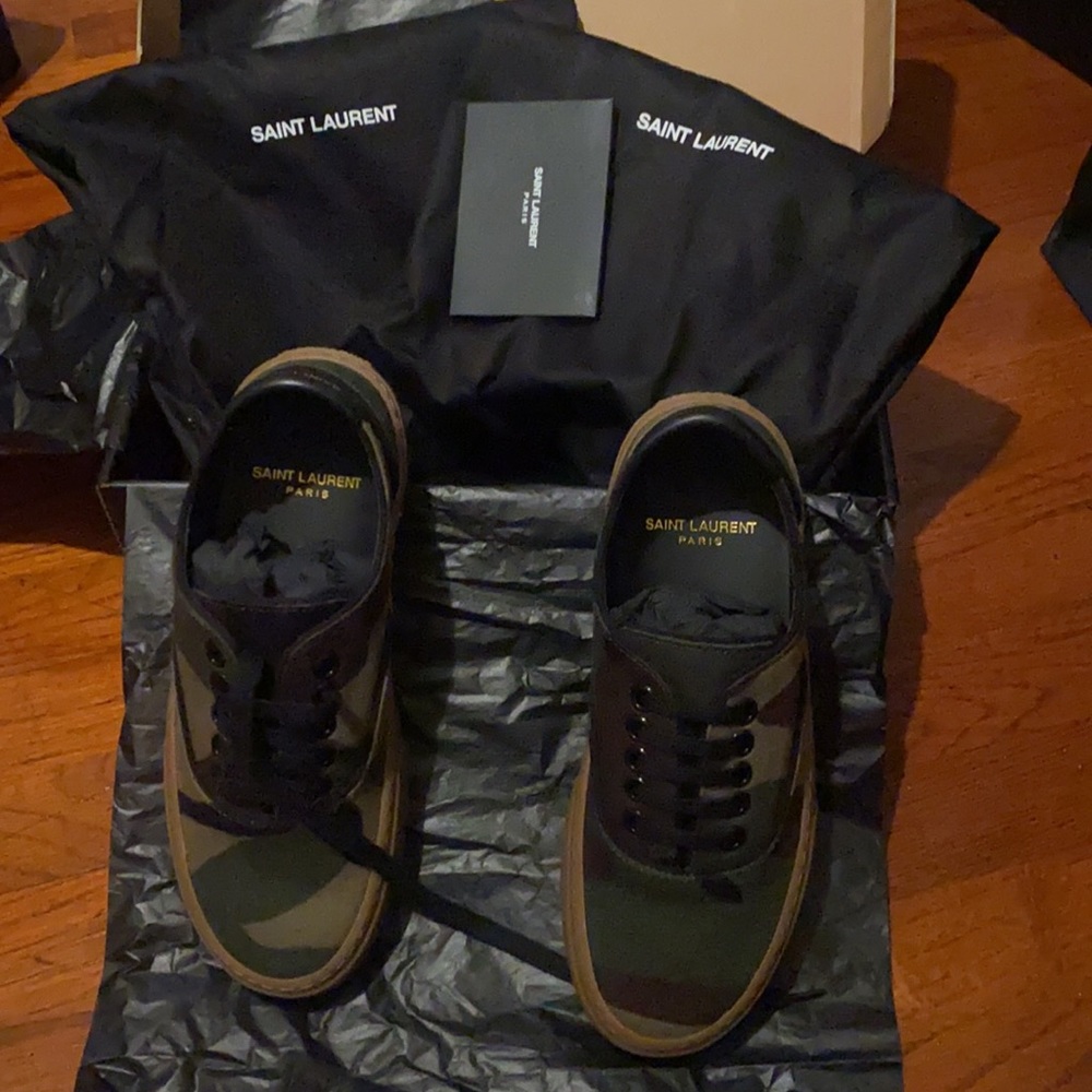 Saint Laurent Camo Lace Up Sneakers